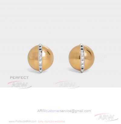 Perfect Replica Celine Yellow Gold Bead With Pyramid Earrings